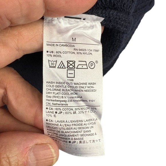 Banana Republic Navy‎ Cotton Wool Blend Sleeveless Sweater Size M Boxy Roll Neck - Picture 6 of 8